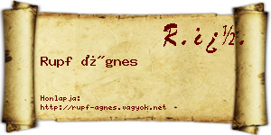 Rupf Ágnes névjegykártya